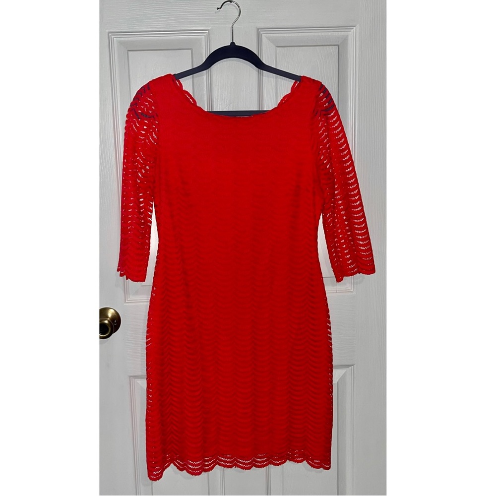 Ivanka Trump Fuchsia Pink Scallop Lace Detail Dress Size 10